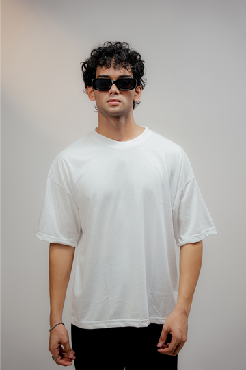 Essential White Oversized Tee Shirt - Premium Combed Cotton Blend